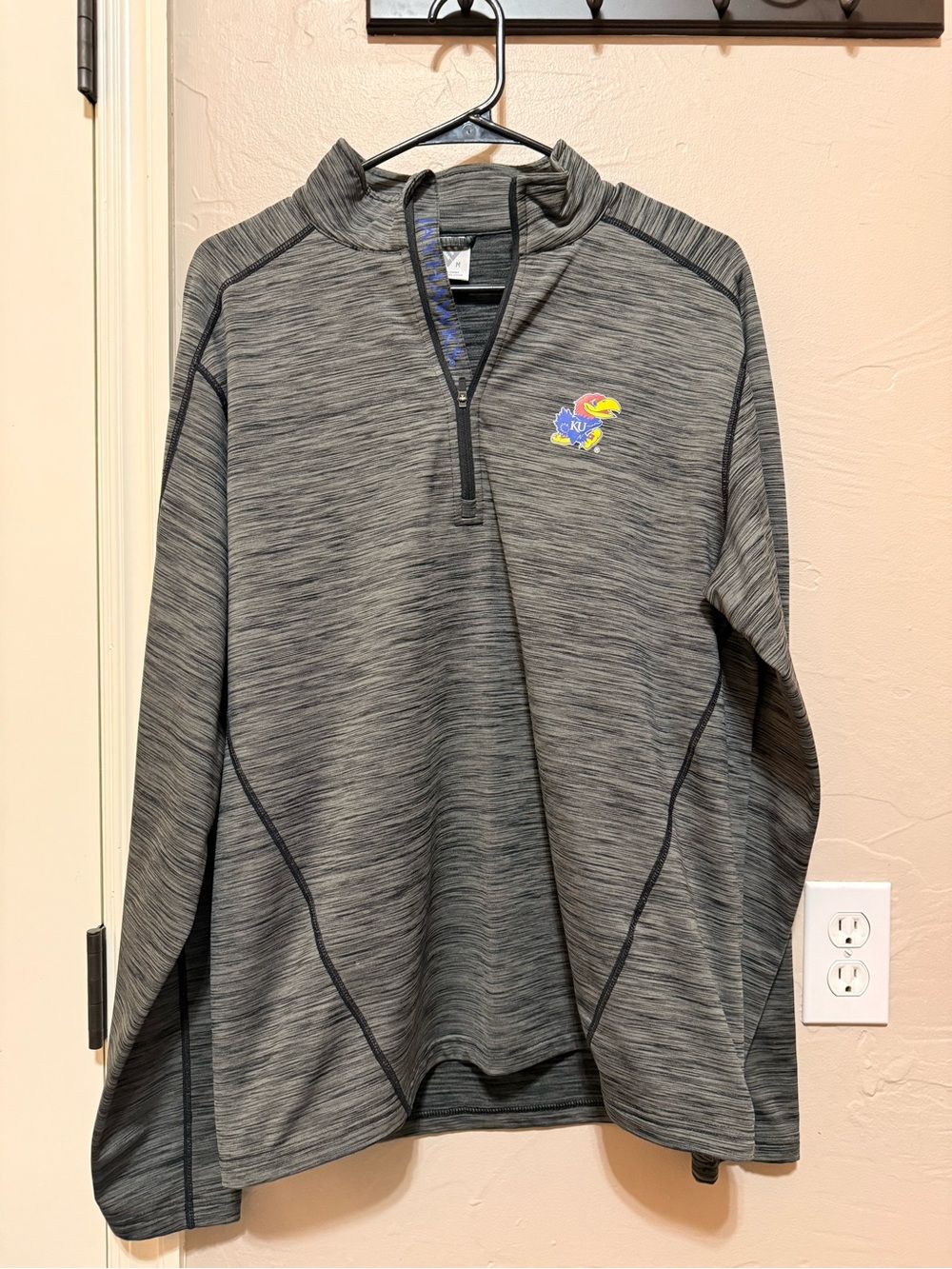VM Gray Striped 1/4 Zip Pullover